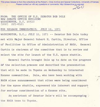 Bob Dole Press Release
